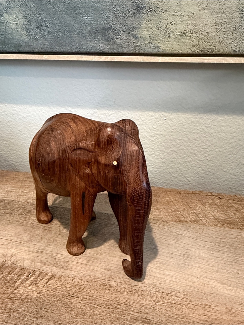 Handcrafted Brown Wooden Elephant Sculpture -